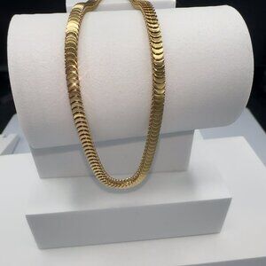18K Gold Plated Stainless Steel Women’s Necklace Elegant Herringbone Design